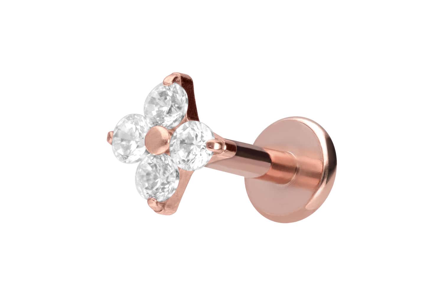 Titan Labret Piercing mit Innengewinde KRISTALLBLUME